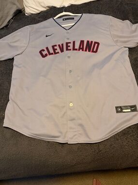 Nike Cleveland Gray Baseball Jersey with Red Trim